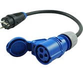 NWP Adaptateur CEE 230 V 16 A vers fiche Schuko - 3 x 2,5 mm² - Câble en Caoutchouc - IP44 - pour Camping, Caravane, Bateau, marchés, extérieur