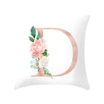 jieGorge Letter Pillow Alphabet Cushion Cover for Sofa Home Decoration Flower Pillowcase, Pillow Case for Easter Day (D)