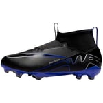 Nike Jr Zoom Superfly 9 Acad FG/MG Football Soccer Shoe, Black/Chrome-Hyper Royal, 37.5 EU