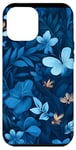 Coque pour iPhone 12 Pro Max Bleu Art Déco Tropical Vintage Abeille Floral Motif