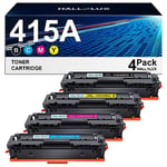 HALLOLUX Cartouche de Toner 415A pour Toner HP 415A 415X pour Color Laserjet Pro MFP M479fdw M479fnw M479fdn M479dw M454dn M454dw M479 W2030A W2030X W2031A W2032A W2033A ( Noir Jaune Cyan Magenta )