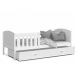 Lit Enfant Tomy 90x190 Blanc - blanc Livré avec sommiers, tiroir et matelas en mousse de 7cm