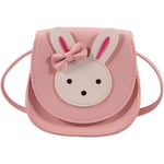 Perhk Flickor Axelväska Crossbody Väska Söta Kanin PU Läder Handväska Cartoon Djur Mini Väska för Förskola Barn Småbarn Flickor (Rosa)