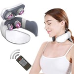 Neck Massager Deep Tissue Electric Pulse Shiatsu Shoulder Massager Cervical Pain Relief Treatment Physical Therapy Snap-On with Heat
