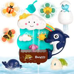 Joyreal Jouet Bain Bébé - Jeux de Bain pour Enfant avec 2 Pièces Animaux Jouets Flottants 3 Ventouse Jouet Piscine Jeu Bain Bebe pour Filles Garçons