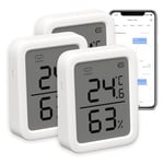 SwitchBot Indoor Thermometer Hygrometer 3 Pack, Indoor Temperature Humidity Sensor with Smart Alert & 68-Day Data Storage, 3In Bluetooth Room Thermometer for Baby Home Garage Greenhouse