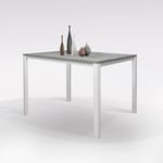 Dmora Table de salle à manger extensible, Table de cuisine avec rallonge, Made in Italy, 110x70h76 cm, couleur Ciment et Blanc, avec emballage