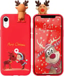 Coque Pour Apple Iphone Xr Smartphone, Étui Housse En Rouge Noël Poupée Cadeau Avec Motif 3d Mignon Noël Dessin Case De Silicone Antichoc Protection Cover Téléphone Pour Iphone Xr 6,1"", Cerf