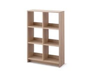 Iris Ohyama, Meuble de rangement ouvert, Bibliothèque, Étagère de 6 casiers, Grande capacité, horizontale & verticale, Bureau, Chambre, Salon - Wood Open Shelf WOS-6 -Marron Clair