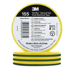 3M Temflex 165 Temflex™ -vinyylisähköteippi 10 m x 15 mm Keltainen/vihreä