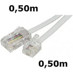 DITM® Cordon Téléphone ou ADSL RJ11 Male vers RJ 45 Male (0,50m, Blanc)