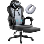 Vigosit Chaise Gaming PRO, Chaise Bureau Ergonomique Pour Adulte, Inclinable Fauteuil De Bureau Siege Gaming Avec Accoudoirs Repose-Pieds Et Support Lombaire, Mesh Gamer Chair Confortable (Gris Clair)