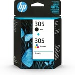 HP 305 Ink Cartridges Original 2-Pack Tricolor/Black for HP Printers