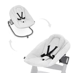 Hauck Chaise Haute Transat et Balancelle 2 en 1 Newborn Premium pour Chaise Haute Alpha et Beta - Réducteur pour Nouveau-Né, Harnais 5 Points, Dossier Réglable, Coton - Light Grey