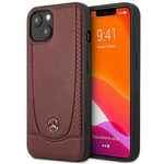 Étui Coque IPHONE 15 Mercedes Cuir Véritable Rouge Bordeaux Étoile Logo