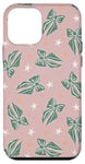 iPhone 12 mini Aesthetic Green Bow On Light Pink Coquette Pink Christmas Case