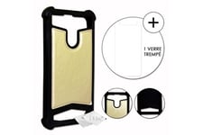 PH26 Chargeur pour téléphone mobile Super pack xiaomi mi 9t coque arrière façon cuir + 1 film de protection verre trempé ultra résistant et transparent - or