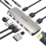 WAVLINK 12-in-1 USB C Hub，Triple Monitor Laptop Docking Station, Multiport Adapter with Dual 4K HDMI, 4K DP, 100W PD IN, 5Gbps USB3.0, USB2.0, RJ45, SD/TF Slots, Audio/Mic, for MacBook/Dell/HP/Lenovo