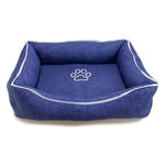 Lit carré Bleu avec Empreinte et Bordure 70x55x19 cm - Lits pour Chiens - Accessoires pour Chiens