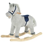 HOMCOM Cheval à Bascule pour Enfant, Jouet à Bascule en Peluche, en Forme de Cheval, à Effets sonores, avec poignées, pédale, pour 36-72 Mois, 73L x 35l x 64H cm, Gris et Blanc