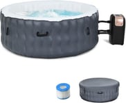 Spa Gonflable Rond 4 Places avec 108 Jets de Massage Fonction de Chauffage et Systeme de Filtration Gonfleur