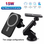 Magnetic Wireless Car Charger 2in1 Phone Mount Holder for iPhone Magsafe Charger