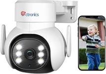 Caméra Surveillance Wifi Exterieure, 360° Ptz Ip Camera Nocturne Couleur 30M, Détection Humaine & Suivi Automatique, Montage Mural/Au Plafond, Audio Bidirectionnel (Blanc) (2)[CAM09640]