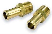 Moroso MOR65380 FITTING,FUEL HOSE Fitting, Adapter, NPT to Hose Barb, Straight, Brass, Natural, 3/8 in. NPT, Pair