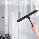 2X(Shower Squeegee, Silicone Window Squeegee Black Wiper Without Drilling Shower