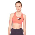 Nike CZ4443-854 W NK Swoosh Logo Bra Pad Sports Bra Womens Bright Mango/Dark Raisin/(White) XL