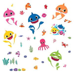 RoomMates RMK4303SCS Stickers Baby Shark repositionnables, Bleu, Rose, Jaune