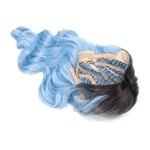 Gradient Blue Wig Heat Resistant Middle Part Long Wavy Curly Wig Synthetic W NDE