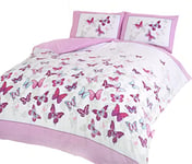 Art Flutter Butterfly Pink and White Single Duvet Cover Set Bedding Bedlinen, Cotton and Polyester, 1 piece