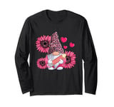 Leopard Gnome Sunflower and Pencil Valentines Day Teacher Long Sleeve T-Shirt