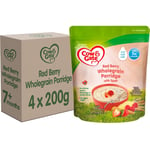 4 x 200g Cow & Gate Red Berry Wholegrain Porridge Baby Cereal 7+ Months