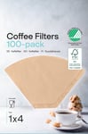 Kaffefilter 1x4 ubleket, 100-pakning