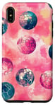 Coque pour iPhone XS Max Aquarelle rose tropical rétro Lucky Disco 8 Ball Pattern