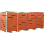 Vidaxl - Abri pour quatre poubelles 276,5x77,5x115,5 cm Inox orange