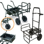 NEW Dynamic NGT Folding Fishing Trolley Carp Coarse Twin Wheel + Dynamic Barrow