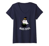 Womens Bootiful Halloween Ghost with Magic Cauldron & Magic Potion V-Neck T-Shirt