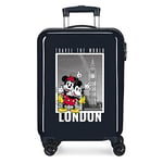 Disney Mickey et Minnie Travel the World London Cabine Valise Bleu 38x55x20 cms Rigide ABS Serrure à combinaison latérale 34L 2 kgs 4 roues doubles bagage à main