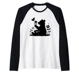 Cute Bear Silhouette Animal Lover Gift for Men Women Kids Raglan Baseball Tee