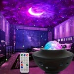 kpl Galaxy Projector Light Starry Night Light, Moon Nebula Wave -projektori RGB värinvaihtokaukosäätimellä juhlavalo, makuuhuoneen kodin sisustukseen...