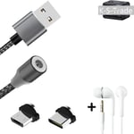 Data charging cable for + headphones Samsung Galaxy A8 (2018) + USB type C a. Mi