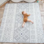 Tapis de Jeu pour Enfant Bebe 150x180x1cm Tapis de Sol XXL en Mousse Epais Pliable Reversible - Tapis d'éveil pour Bébé - Tapis de Motricité Favorisant Le Développement Sensoriel Cadeau bébé