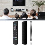 Housse De Télécommande Pour Fire Tv Stick, Fire Tv Stick, Étui De Protection En Silicone Léger Et Antidérapant Pour Télécommande Avec Support Et Dragonne (Ensemble Noir)