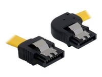 Delock Cable Sata - Sata-Kabel - Serial Ata 150/300/600 - Sata (Hona) Till Sata (Hona) - 70 Cm - Sprintlåsning, Högervinklad Kontakt, Rak Kontakt - Gul