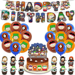 South Park Tema Party Dekoration Tillbehör Ballong Banner Cupcake Toppers Kit Presenter