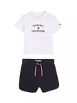 Tommy Hilfiger Baby Logo Short and T-Shirt Set, White/Navy