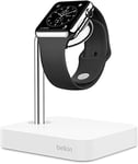 Belkin F8J191btWHT Valet Apple Watch Charging Stand, Fits 38 mm and 42 mm Apple Watch Series 1, Series 2, Series 3 and Series 4 (In-Dock Integrated Charger with 1.2 m Cable) - Stainless Steel/White